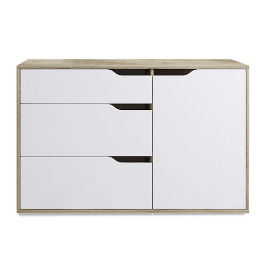 Chest of 3 drawer Symmetry pakoworld in white-oak color 120x40x70cm