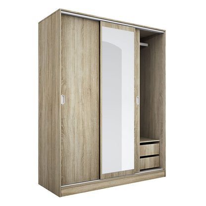 Three-door wardrobe Rose pakoworld with mirror in sonoma color 150x59x191cm