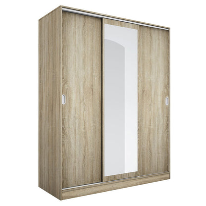 Three-door wardrobe Rose pakoworld with mirror in sonoma color 150x59x191cm