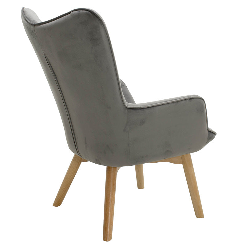 Armchair Kido pakoworld velvet silver-grey color