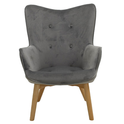 Armchair Kido pakoworld velvet silver-grey color