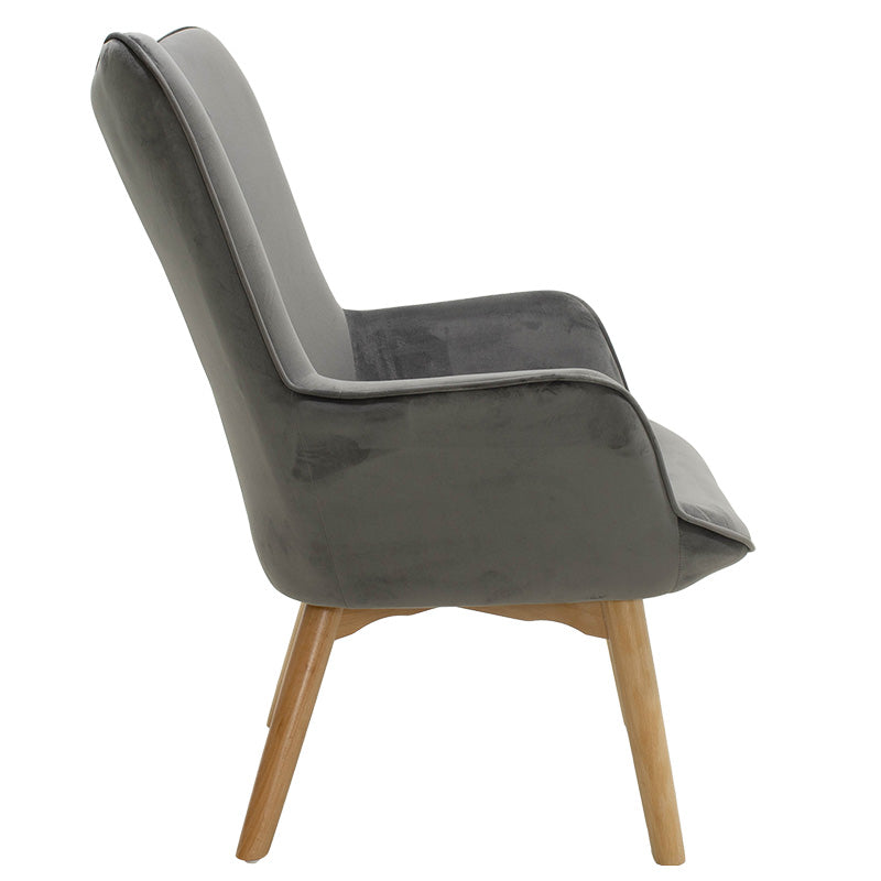 Armchair Kido pakoworld velvet silver-grey color