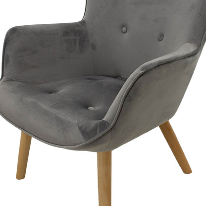 Armchair Kido pakoworld velvet silver-grey color