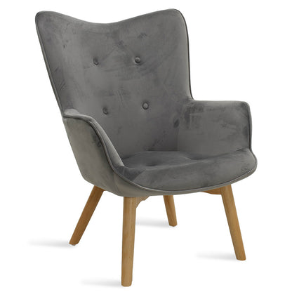 Armchair Kido pakoworld velvet silver-grey color