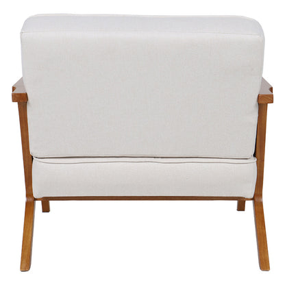 Armchair Claudia pakoworld fabric beige-pvc rattan-rubberwood natural