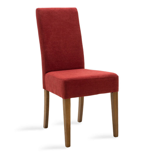 Chair Ditta pakoworld with red fabric - wooden legs walnut