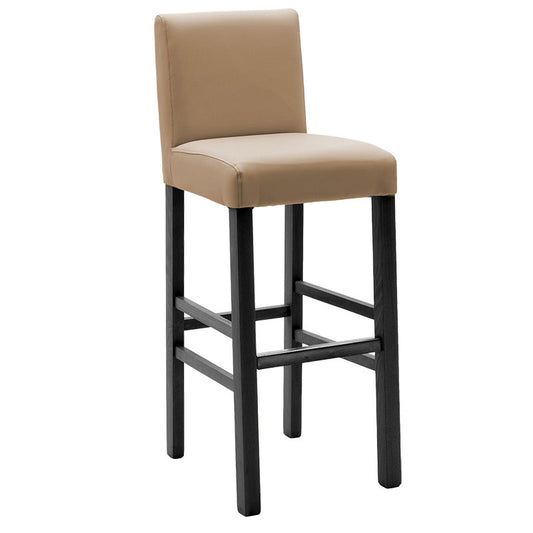 Bar stool Bari pakoworld with mocha pu - wooden legs black