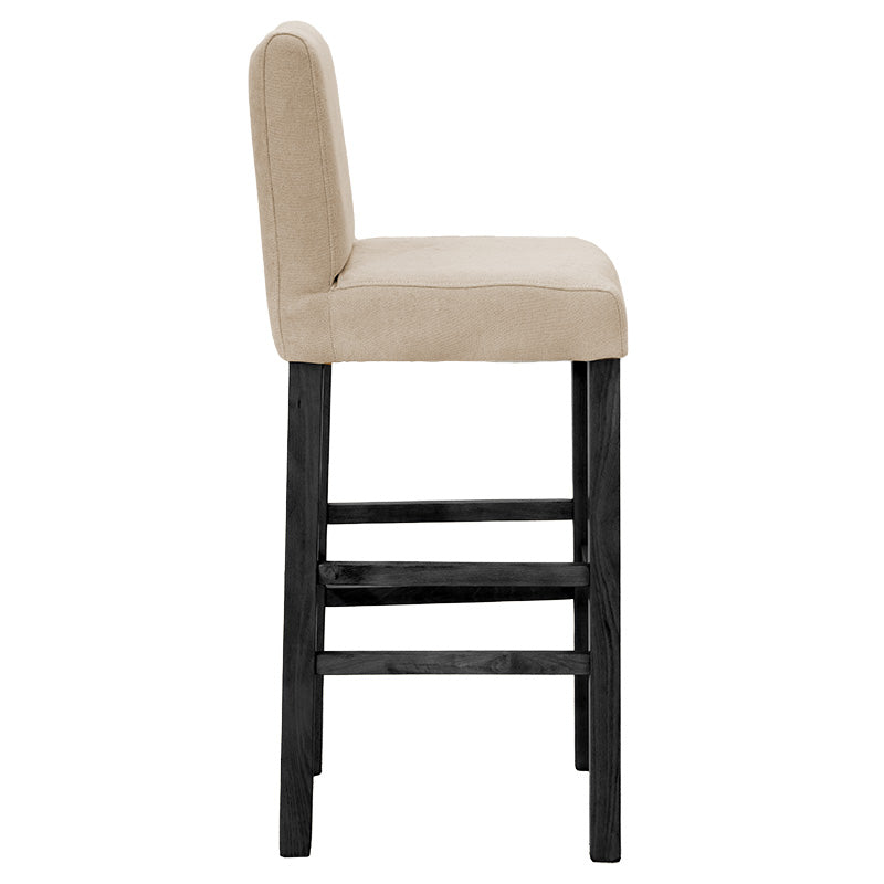 Bar stool Bari pakoworld with ecru fabric - wooden legs black