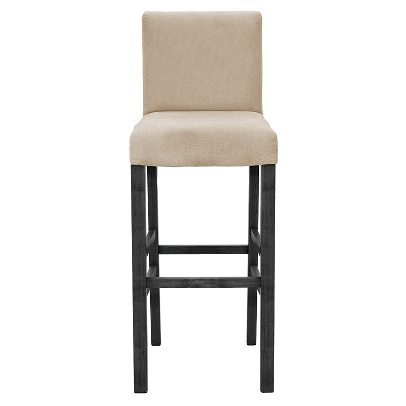 Bar stool Bari pakoworld with ecru fabric - wooden legs black