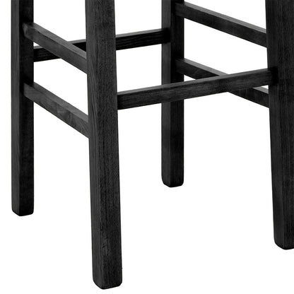 Bar stool Bari pakoworld with ecru fabric - wooden legs black