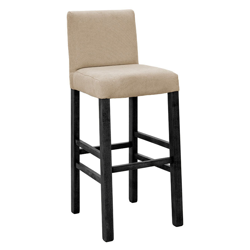 Bar stool Bari pakoworld with ecru fabric - wooden legs black