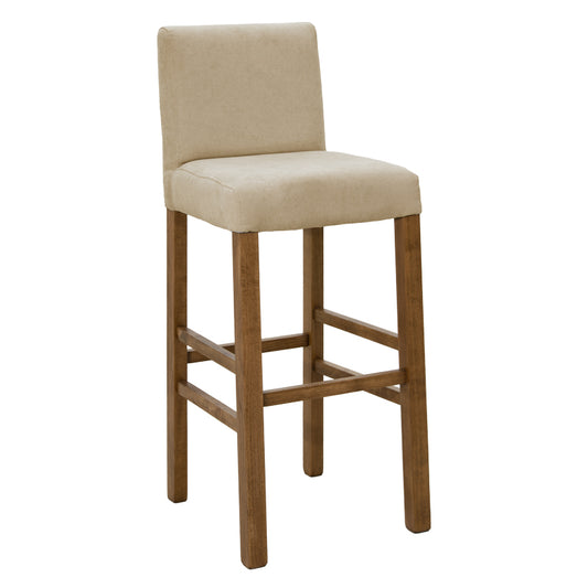 Bar stool Bari pakoworld beige fabric-wooden walnut leg 40x48x110cm