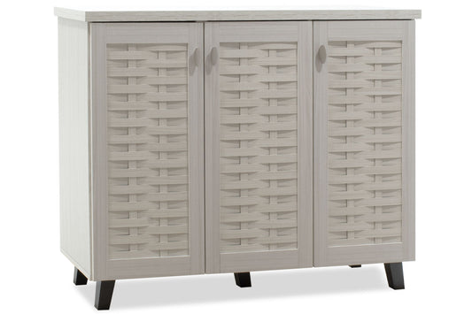 Shoe cabinet MANTAM pakoworld 16 pairs white-grey 115.5x40x92cm