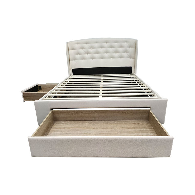 Bed Navina pakoworld fabric ecru-storage space 150x200cm