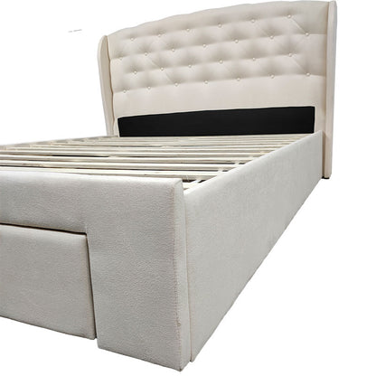 Bed Navina pakoworld fabric ecru-storage space 150x200cm