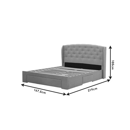 Bed Navina pakoworld fabric ecru-storage space 150x200cm