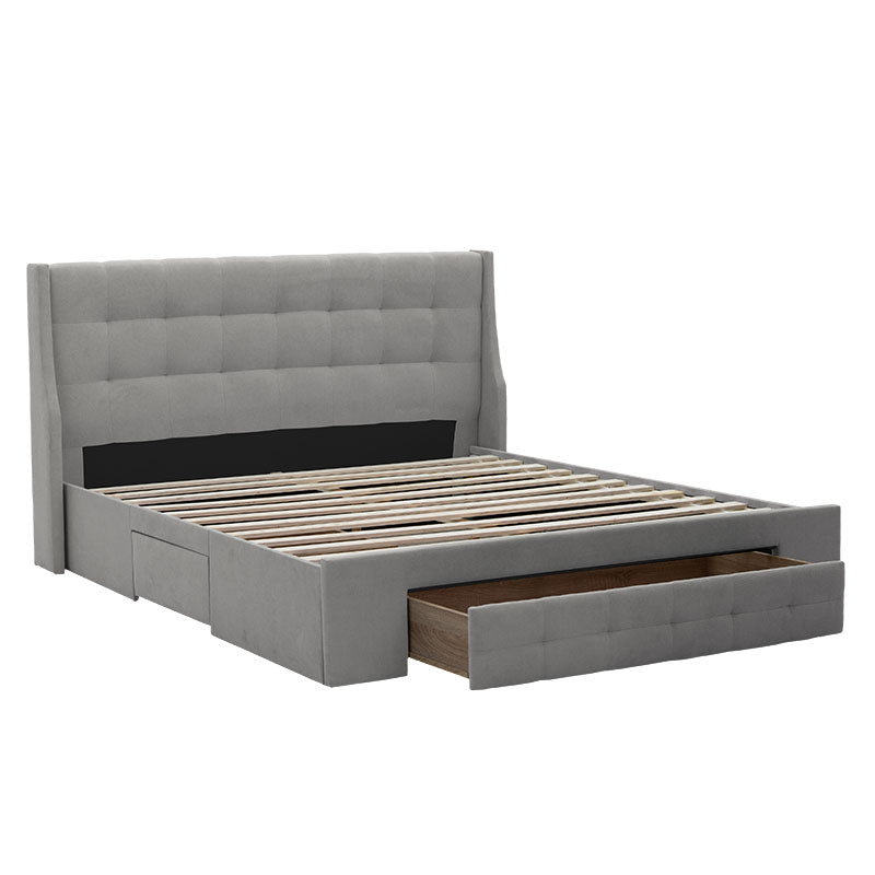 Bed Moscow pakoworld fabric gray storage space 160x200cm