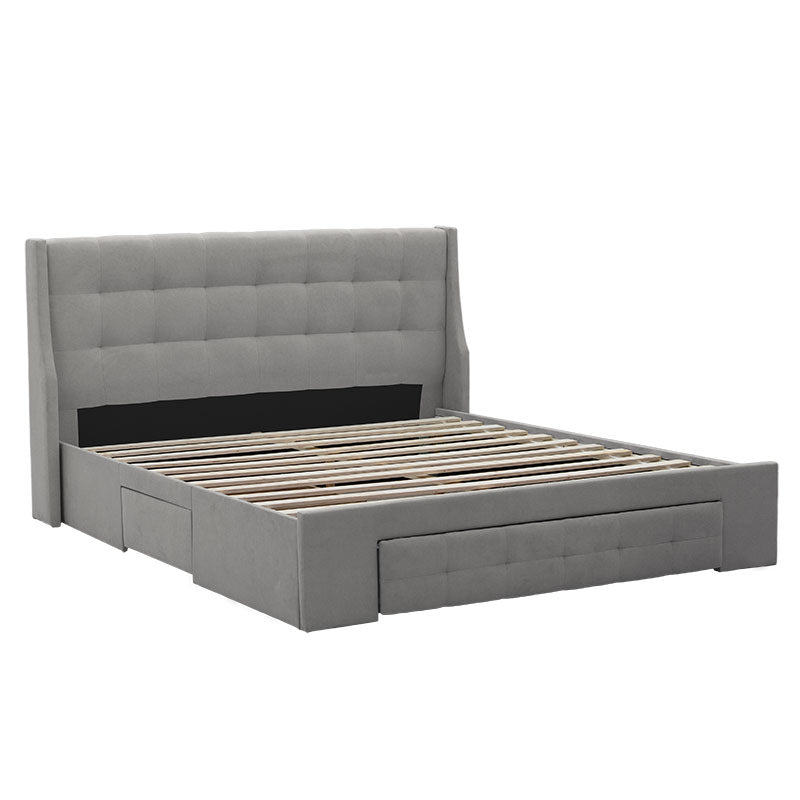 Bed Moscow pakoworld fabric gray storage space 160x200cm