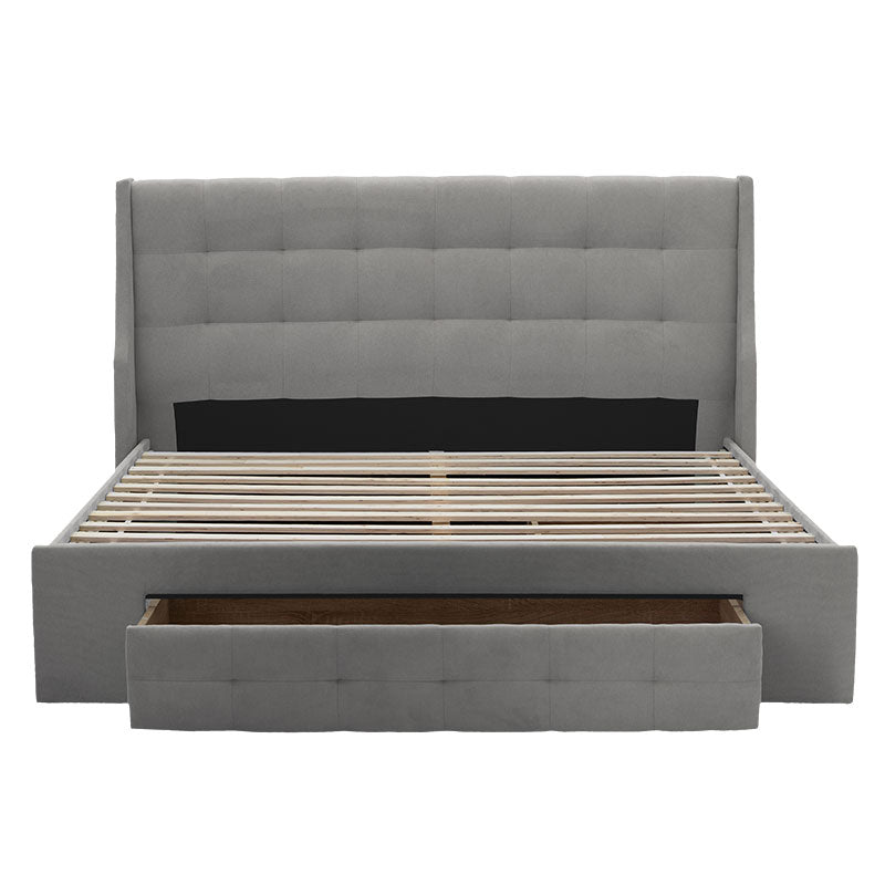 Bed Moscow pakoworld fabric gray storage space 160x200cm