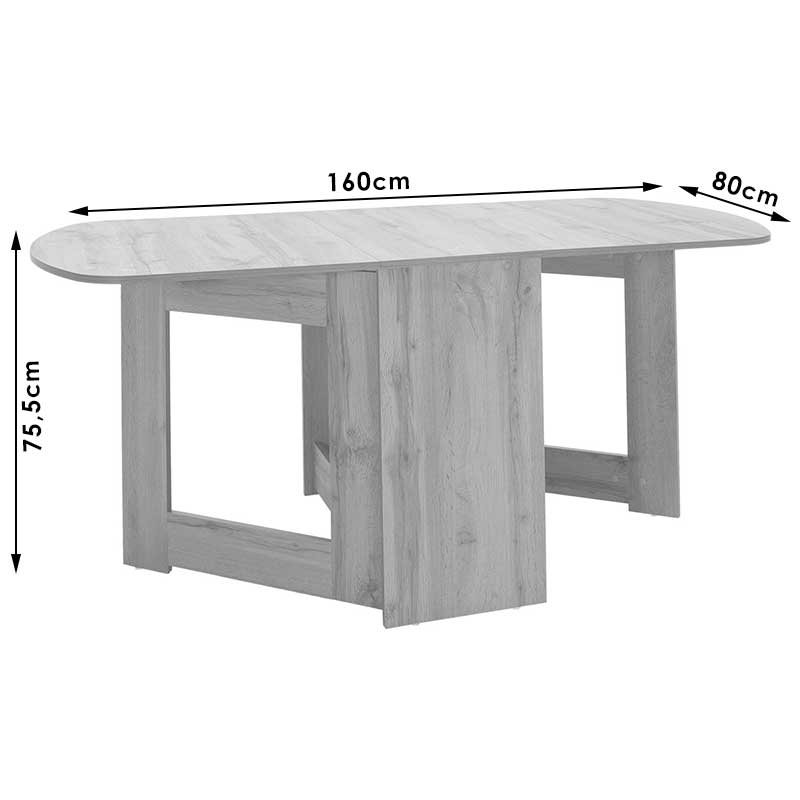 Dining table Nadine pakoworld polymorphic-extendable color grey antique 160x80x76.5cm