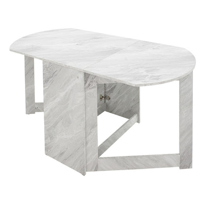 Dining table Nadine pakoworld polymorphic-extendable color white marble 160x80x76.5cm