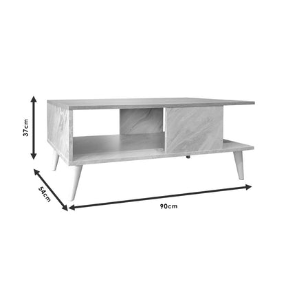 Coffee table Moses pakoworld color sonoma-white marble 90x54x37.5cm