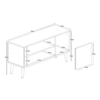TV cabinet Orianne melamine white-natural 90x32x46cm