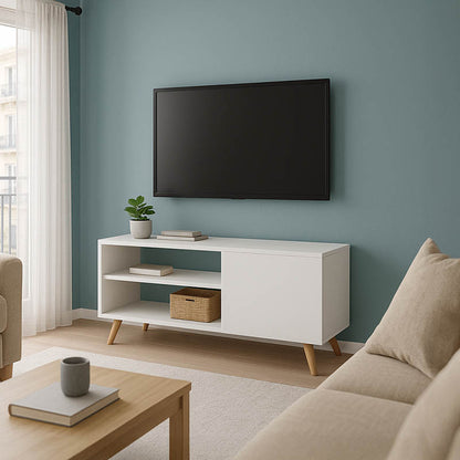 TV cabinet Orianne melamine white-natural 90x32x46cm
