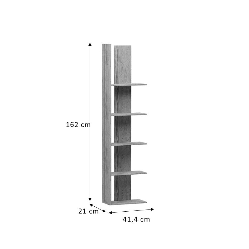 Bookcase Mirca pakoworld melamine sonoma 41.4x21x162cm