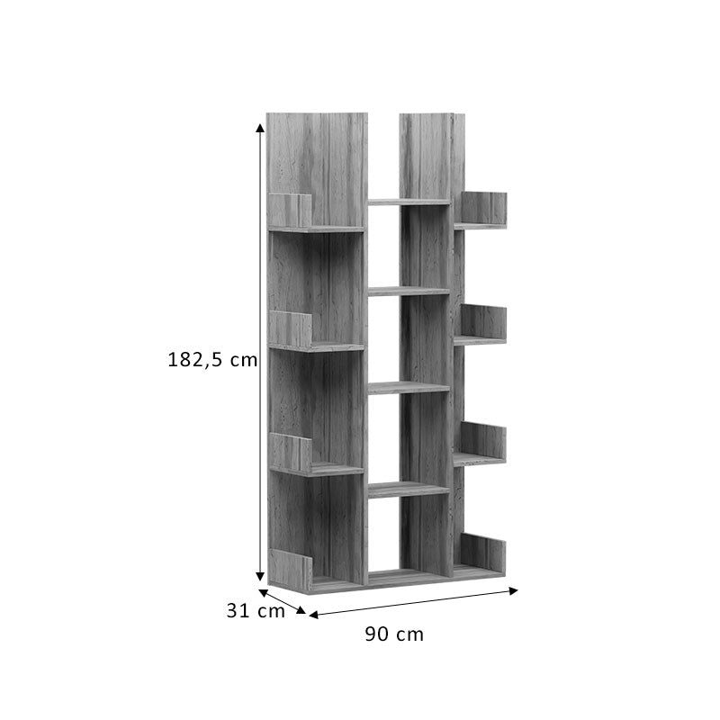 Bookcase Charles pakoworld melamine sonoma 90x31x182.5cm