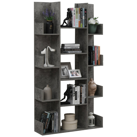 Charles pakoworld melamine bookcase gray oak 90x31x182.5cm