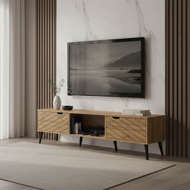 TV cabinet Thelma oak melamine 150x40x41.6cm