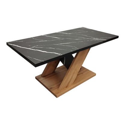 Solange coffee table in sonoma with black marble look 110x55x47.5cm