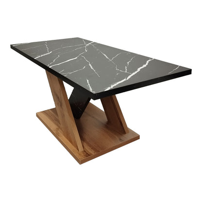 Solange coffee table in sonoma with black marble look 110x55x47.5cm