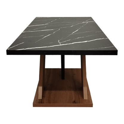Solange coffee table in sonoma with black marble look 110x55x47.5cm