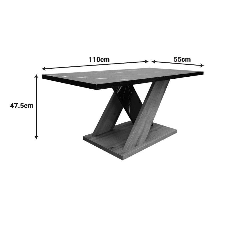 Solange coffee table in sonoma with black marble look 110x55x47.5cm