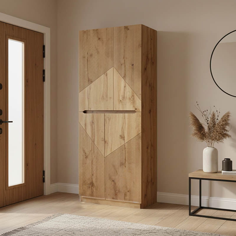 Shoe rack-cabinet Kebell in oak shade 71x41.5x180.4cm
