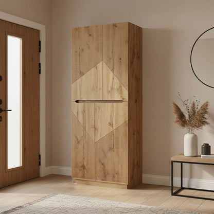Shoe rack-cabinet Kebell in oak shade 71x41.5x180.4cm