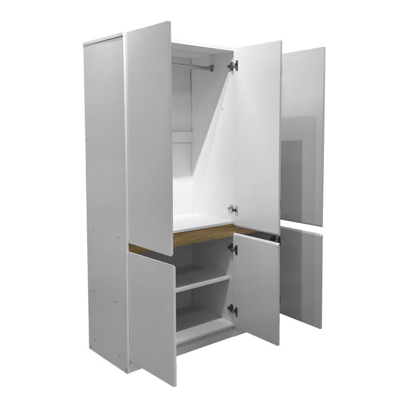 Three-door wardrobe Merzia white with sonoma 120x46.5x183cm