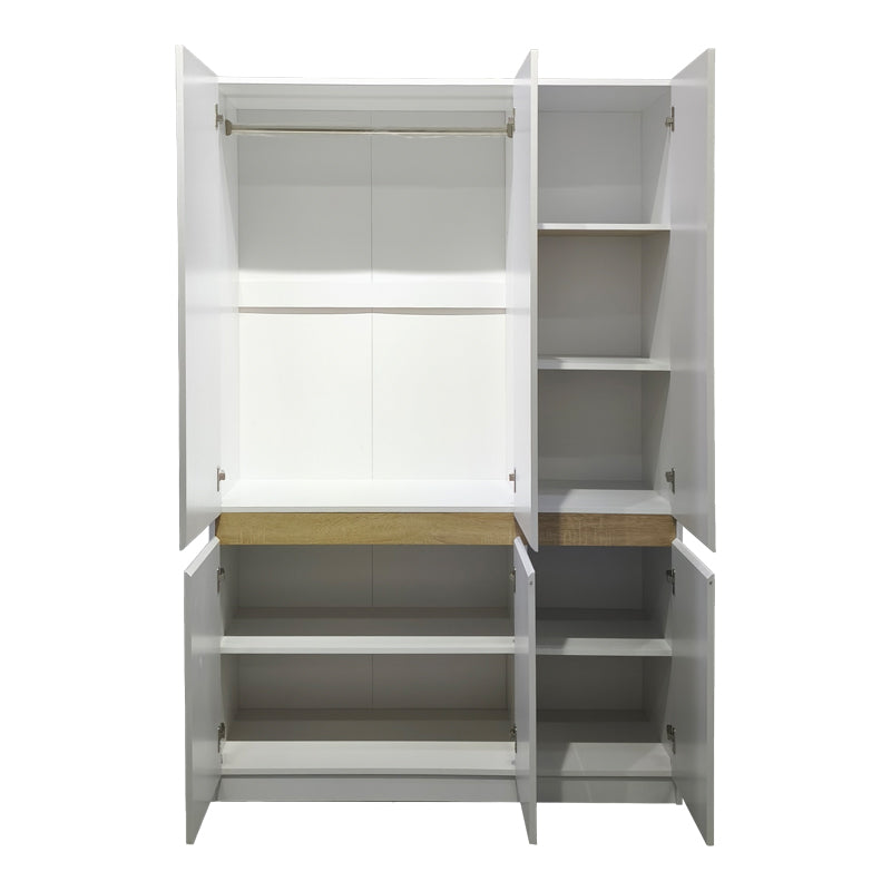 Three-door wardrobe Merzia white with sonoma 120x46.5x183cm