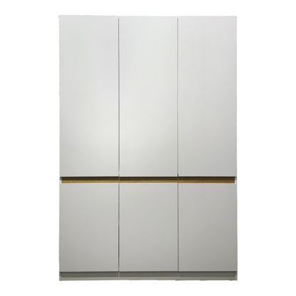 Three-door wardrobe Merzia white with sonoma 120x46.5x183cm