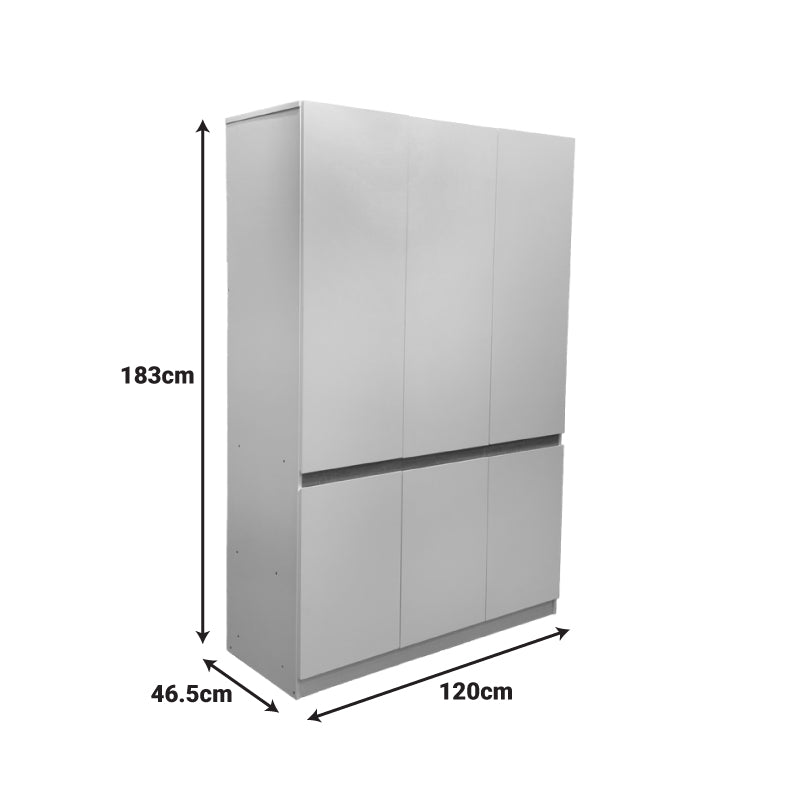 Three-door wardrobe Merzia white with sonoma 120x46.5x183cm