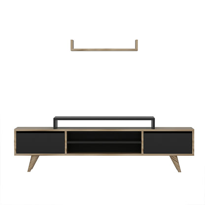 Tv Unit Melis pakoworld in walnut- black color 160x30x48cm