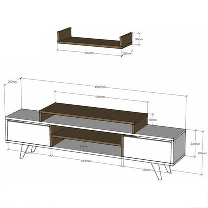 Tv Unit Melis pakoworld in walnut- black color 160x30x48cm