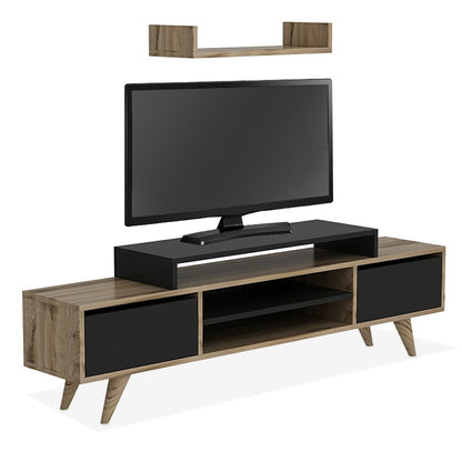 Tv Unit Melis pakoworld in walnut- black color 160x30x48cm