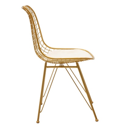 Taj pakoworld metal chair golden with white PVC cushion