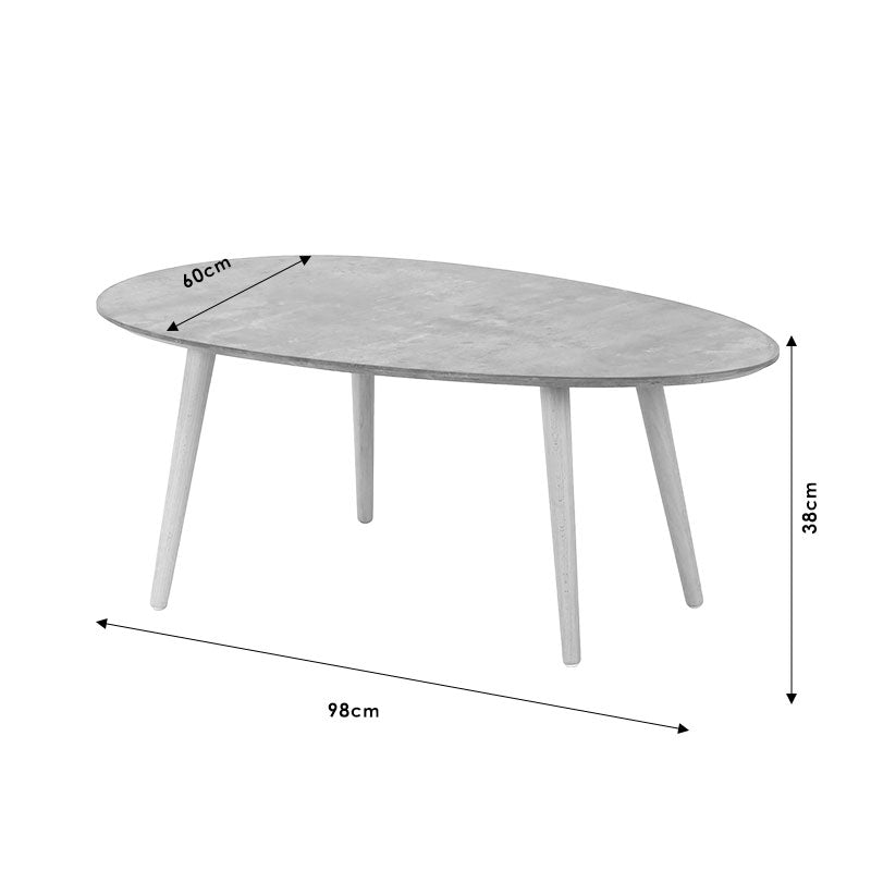 Coffee table HAMILTON pakoworld grey cement-natural  98x60x38cm