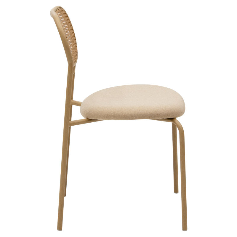Stackable chair James pe rattan fabric beige-metal natural