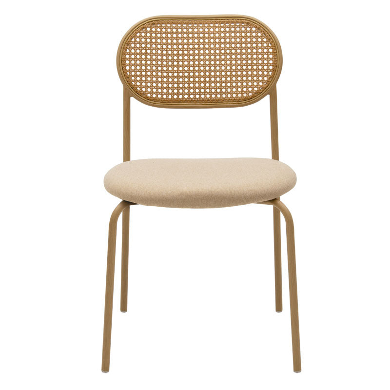 James chair pakoworld pe rattan fabric beige-metal natural