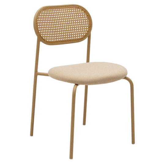 James chair pakoworld pe rattan fabric beige-metal natural